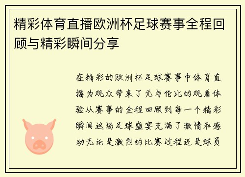 精彩体育直播欧洲杯足球赛事全程回顾与精彩瞬间分享